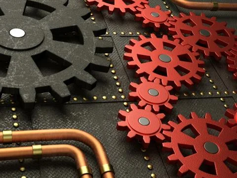 Red gears Stock Illustration