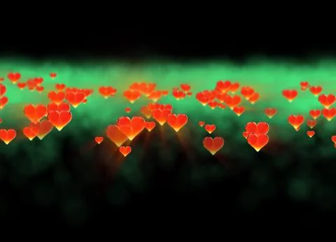 Red gem hearts cloud isolated on dark background. Geometric rumpled triangular Stock Illustration