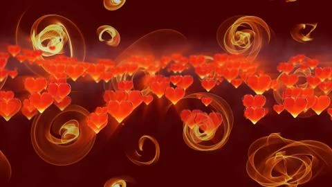Red gem hearts cloud isolated on dark background. Geometric rumpled triangula Stock Illustration