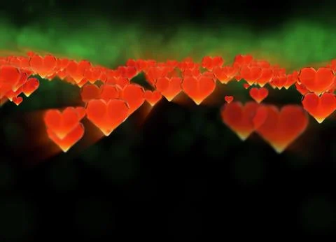 Red gem hearts cloud isolated on dark background. Geometric rumpled triangula Stock Illustration