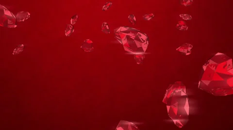 Red gem hearts rain Stock Footage 33420852