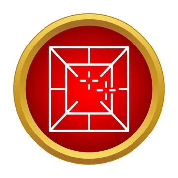 Red gem icon showing square diamond facet design Stock Illustration