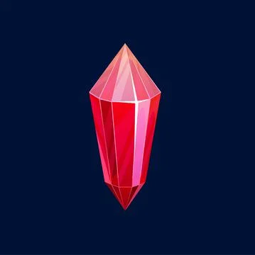 Red gem, magic crystal, rock vector icon, ruby Stock Illustration