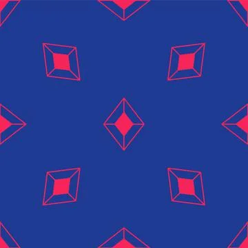 Red Gem stone icon isolated seamless pattern on blue background. Jewelry symbol Stock Illustration