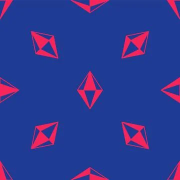 Red Gem stone icon isolated seamless pattern on blue background. Jewelry symbol Stock Illustration