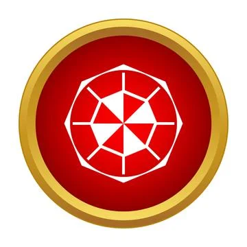 Red gemstone icon with golden border 스톡 일러스트