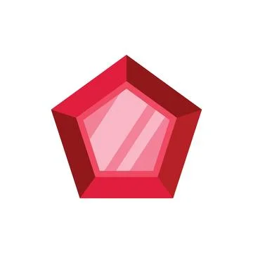 Red gemstone shining brightly with five facets 스톡 일러스트