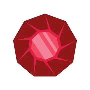 Red gemstone shining brightly on white background 스톡 일러스트
