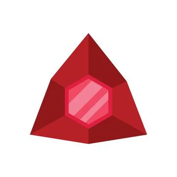 Red gemstone shining with facets reflecting light 库存插图