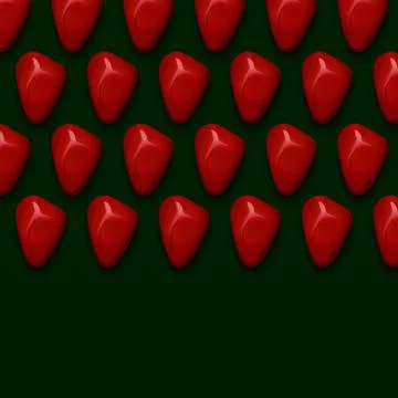 Red Gemstones Pattern on green background, color Stones composition. Stock Illustration