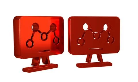 Red Genetic engineering modification on laptop icon isolated on transparent.. イラスト素材