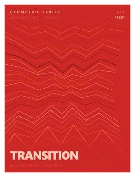 Red geometric abstract poster with zigzag lines pattern for modern design. Stock Illustration
