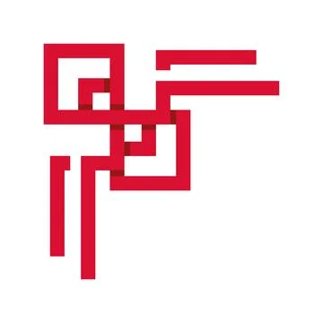 Red geometric chinese corner border design element Stock Illustration