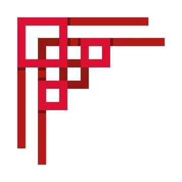 Red geometric corner border framing design element Stock Illustration