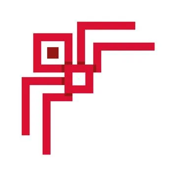 Red geometric corner design with square pattern 스톡 일러스트