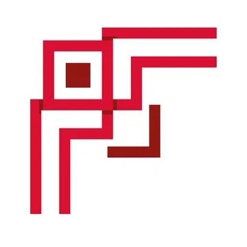 Red geometric corner framing with square elements Stock Illustration