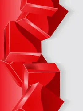 Red geometric cube 3D portrait background Stock Illustration