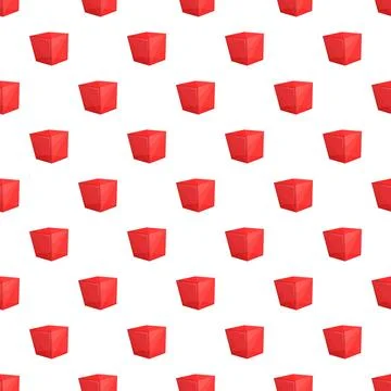 Red geometric cubes creating a seamless pattern background Stock Illustration