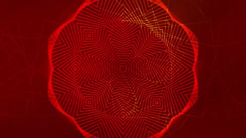 Red geometric design with concentric circles and squares. Stock Footage 280488076