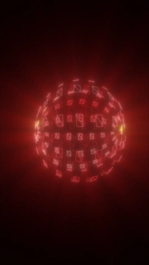 Red geometric energy sphere built from glowing polygonal fragments, suggest.. Stock Footage 337957607