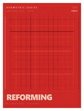 Red geometric grid poster with bold reforming text and industrial aesthetic. 스톡 일러스트