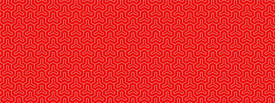 Red geometric hexagonal linework pattern, white outline triskelion texture .. 스톡 일러스트