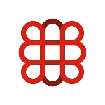Red geometric interlaced pattern forming an abstract knot Stock Illustration