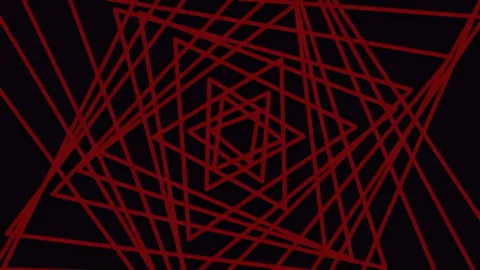 Red Geometric Line Vortex With Rotating Polygon Spiral on Dark Background 스톡 동영상 342941051