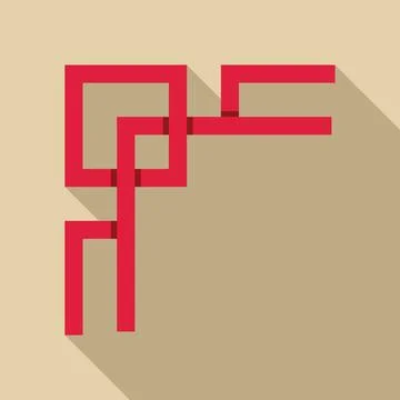 Red geometric lines creating abstract pattern with long shadow Stock Illustration