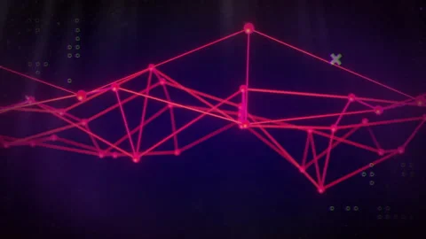 Red geometric network animation over dark background with glowing nodes Stock Footage 304191818