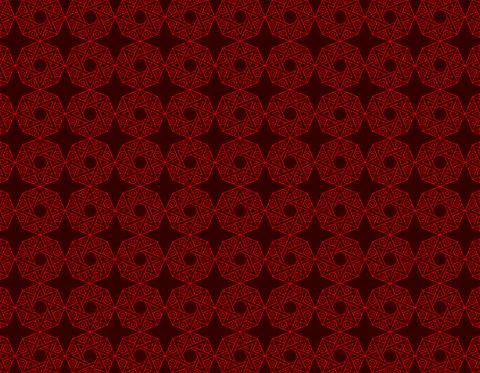 Red Geometric octagonal star figure repetion pattern over red background Stock Illustration