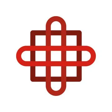 Red geometric pattern interlocking lines symbol Stock Illustration