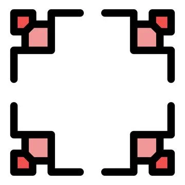 Red geometric pixel art style frame is framing empty space Illustrazione stock
