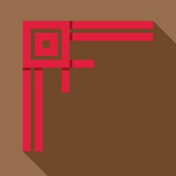 Red geometric shape creating corner frame on brown background Stock Illustration