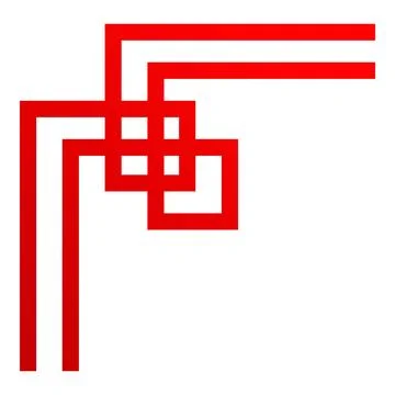 Red geometric shape forming abstract corner design element Stock Illustration