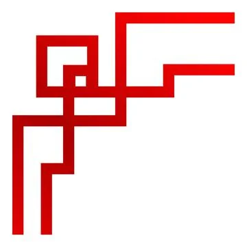 Red geometric shape forming abstract right corner design element Stock Illustration