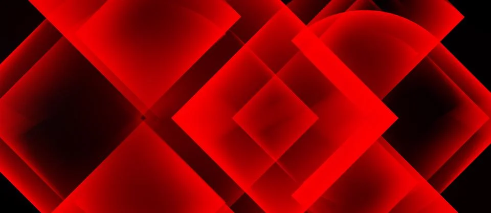 Red geometric shapes overlap, creating abstract design. Brightness varies, Stock Illustration