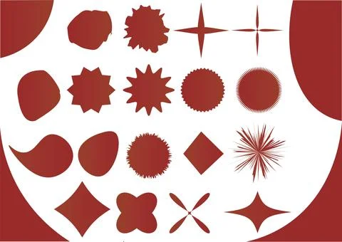 Red geometric shapes on a white background retro shapes pack Stock Illustration