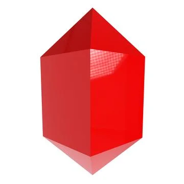 Red geometric solid on a white background showcasing modern design 写真素材