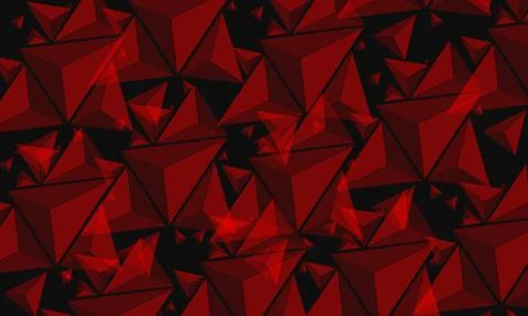 Red Geometric Triangle Pattern on Black Background Stock Illustration