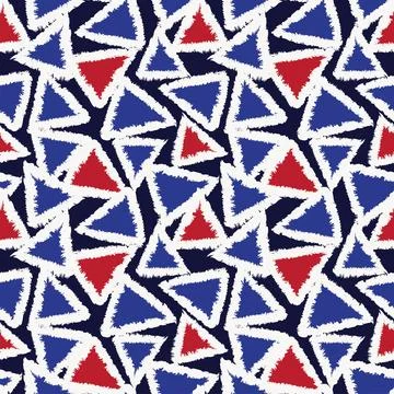 Red Geometric Triangles Seamless Pattern Design Stock Illustration