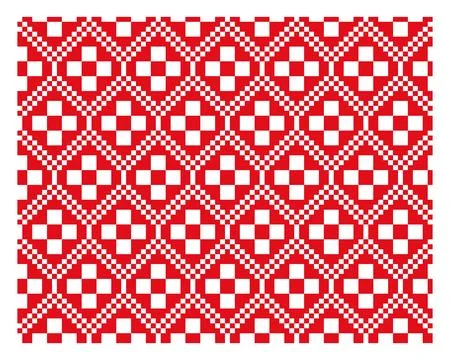 Red Geometric Ukrainian Embroidery Pattern Tile 스톡 일러스트