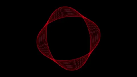 Red geometric wave circle spinning on black background for digital motion g.. Stock Footage 342784503