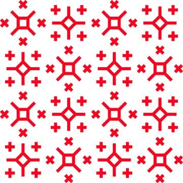 Red Georgian geometric seamless pattern with rotated diamond and cross Stock Illustration