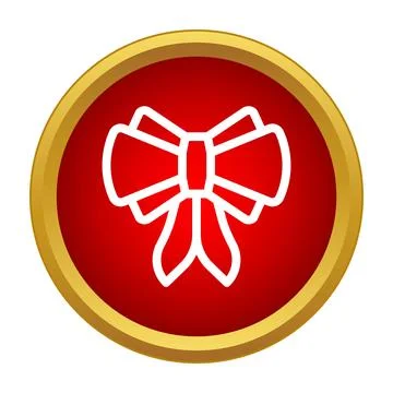 Red gift bow celebration icon in golden frame Stock Illustration