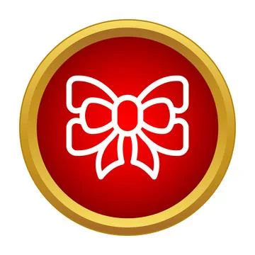 Red gift bow icon in gold circle Stock Illustration