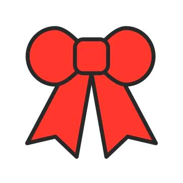 Red gift bow line icon. Vector illustration. Simple ribbon symbols. Tape element Illustrazione stock