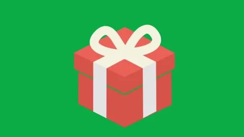 Red gift box animation with white ribbon bow popping up on green screen backgrou Vídeo Stock 332067194