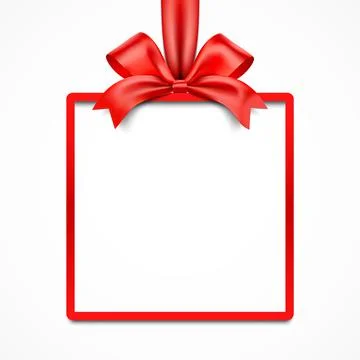 Red gift box blank vector frame with satin ribbon, isolated on white background 스톡 일러스트