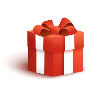 Red gift box with bow and ribbon Stock Illustration